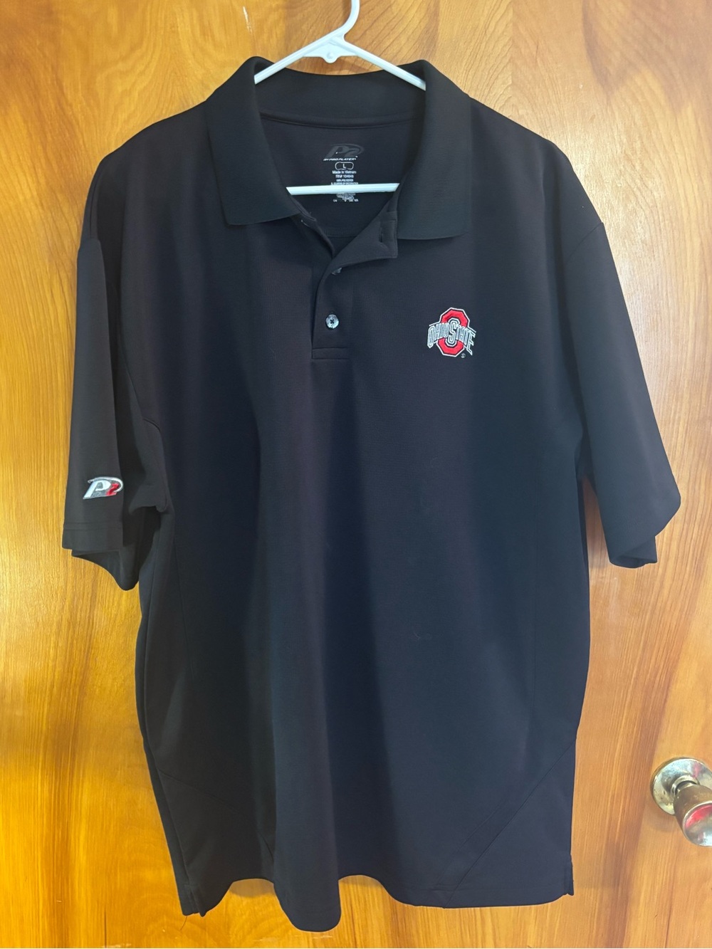 Pro Player Black Polo with Red & White Team Crest